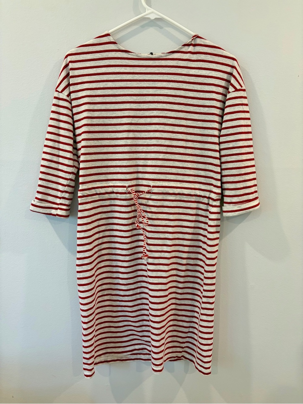 Vilagallo Red and White Striped Midi Dress